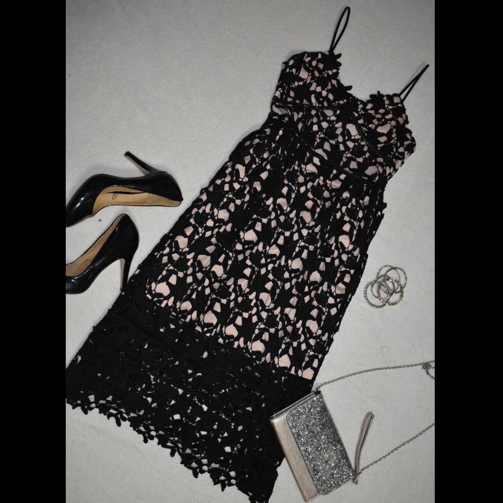 Floral overlay A-line cocktail dress